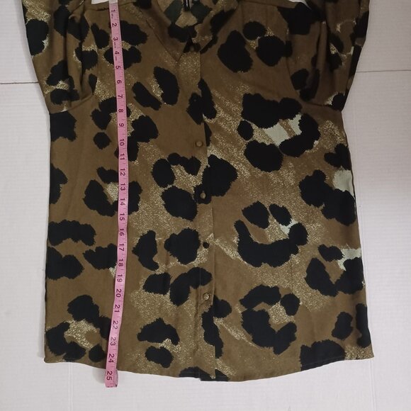 VERO MODA WOMEN'S ANIMAL PRINT LONG SLEEVE BUTTON UP BLOUSE - Picture 3 of 11